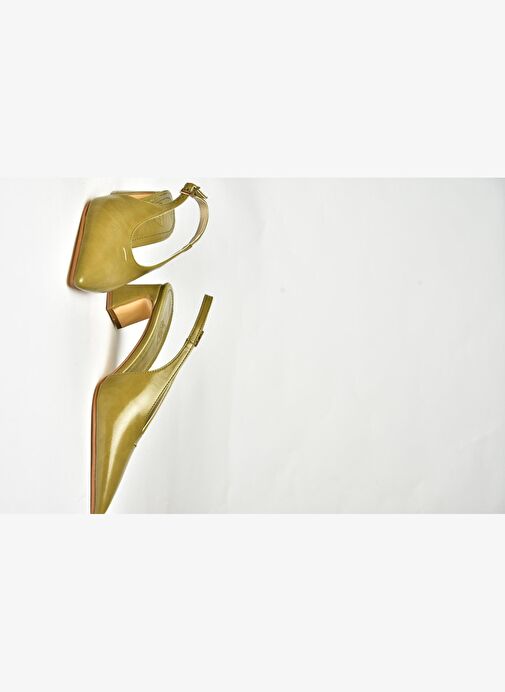 U654080009 Yeşil Kalın Topuklu Kadın Ayakkabı - Görsel 6