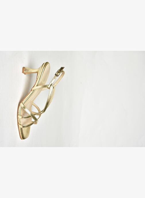 U569519709 Altın Alçak Topuklu Kadın Ayakkabı - Görsel 7