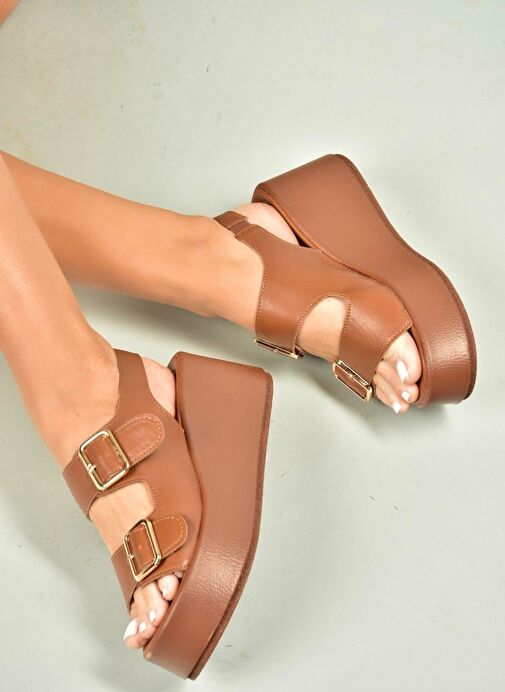 U946418509 Taba Dolgu Topuklu Kadın Ayakkabı - Görsel 3