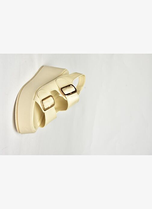 U946418509 Bej Dolgu Topuklu Kadın Ayakkabı - Görsel 7