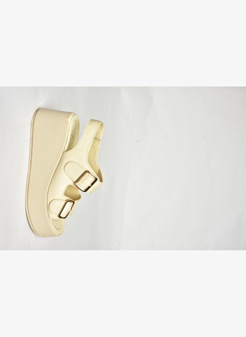 U946418509 Bej Dolgu Topuklu Kadın Ayakkabı - Görsel 6