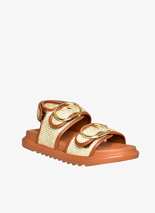 U725092117 Taba Hasır Kadın Sandalet - Görsel 6