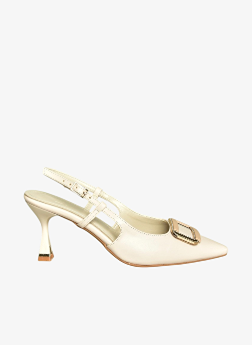 U676066809 Bej İnce Topuklu Kadın Ayakkabı - Görsel 6