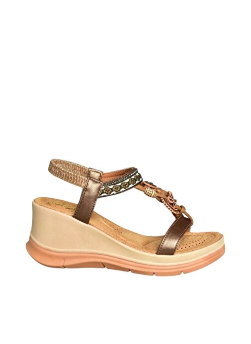 U258926809 Bakır Dolgu Tabanlı Kadın Sandalet - Görsel 6