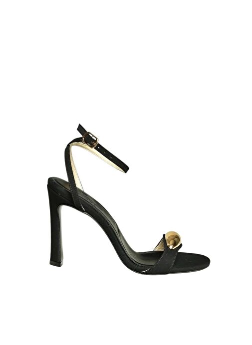 U676585804 Siyah Kumaş Kalın Topuklu Kadın Ayakkabı - Görsel 7