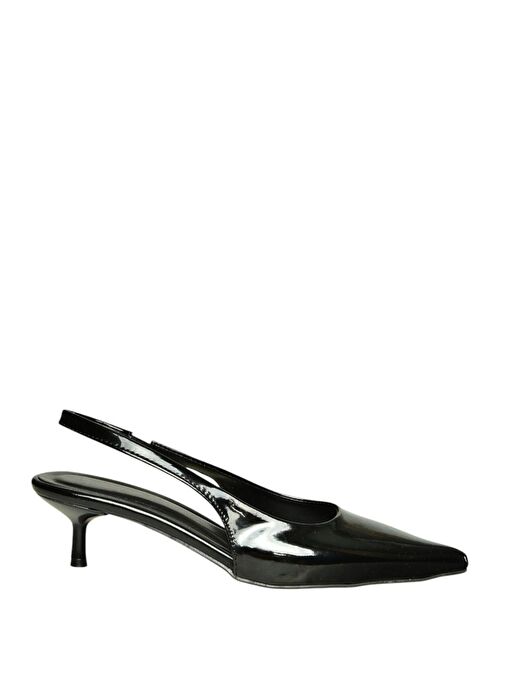 U518439808 Siyah Rugan Alçak Topuklu Kadın Ayakkabı - Görsel 6