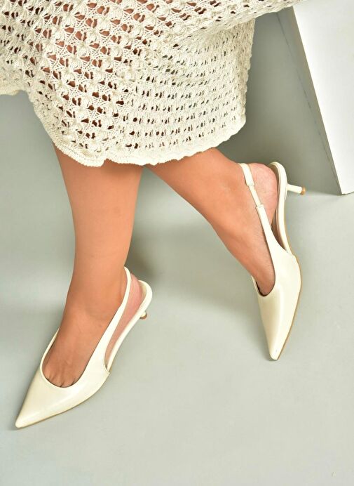 U518439809 Bej Alçak Topuklu Kadın Ayakkabı - Görsel 5