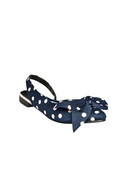 H726809004 Lacivert Puantiye/Pudra Kumaş Kadın Babet - Görsel 7