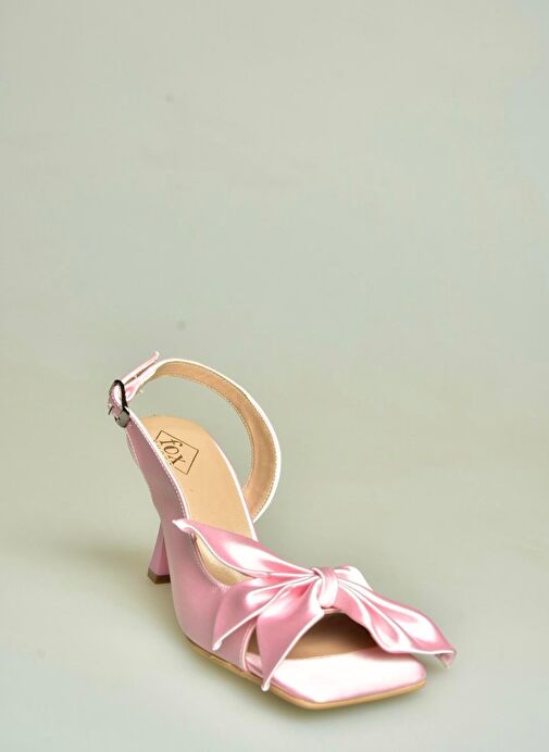 K749384904 Pembe Kumaş Kurdele Detaylı Topuklu Ayakkabı - Görsel 2