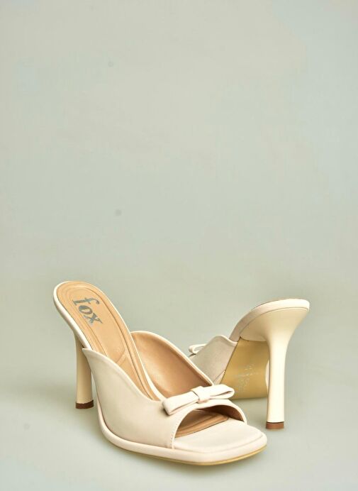 U997451204 Ten Kumaş İnce Topuklu Kadın Terlik - Görsel 3