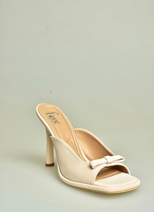 U997451204 Ten Kumaş İnce Topuklu Kadın Terlik - Görsel 2