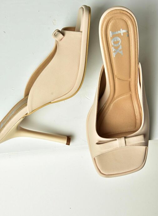 U997451204 Ten Kumaş İnce Topuklu Kadın Terlik - Görsel 5