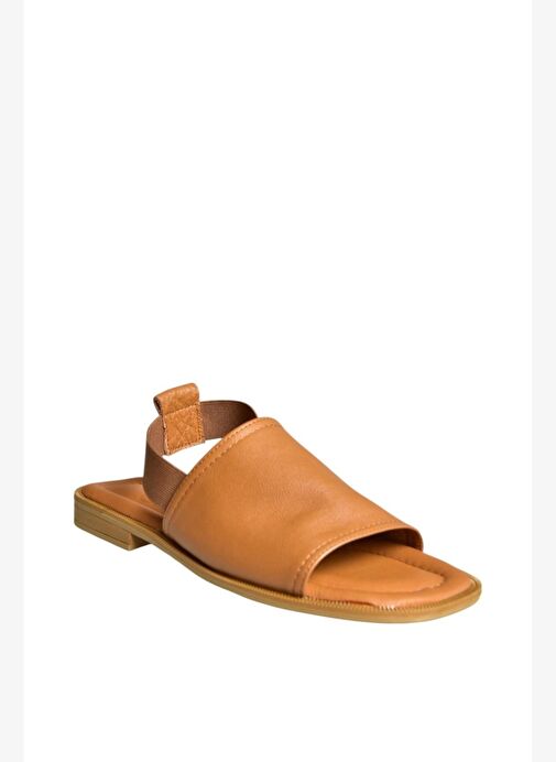 U944704203 Taba Hakiki Deri Kadın Sandalet - Görsel 7