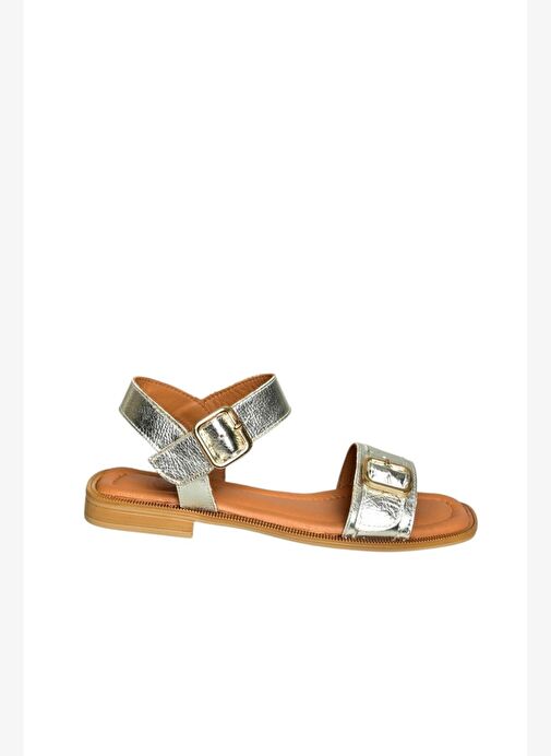 U944834003 Gümüş Hakiki Deri Kadın Sandalet - Görsel 7