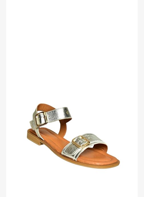 U944834003 Gümüş Hakiki Deri Kadın Sandalet - Görsel 6