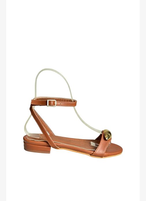 U726017209 Taba Alçak TopuklU Kadın Sandalet - Görsel 5