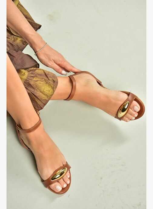 U726017209 Taba Alçak TopuklU Kadın Sandalet - Görsel 2
