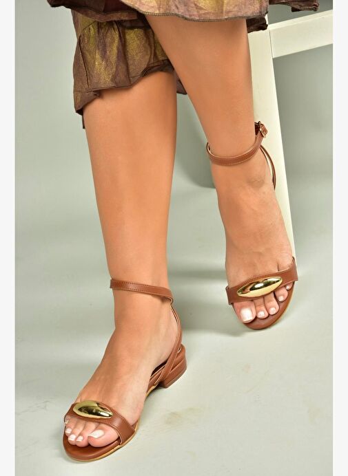 U726017209 Taba Alçak TopuklU Kadın Sandalet - Görsel 3