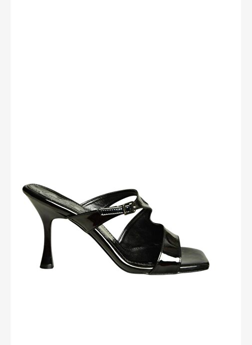 U590034408 Siyah Rugan Topuklu Kadın Terlik - Görsel 7