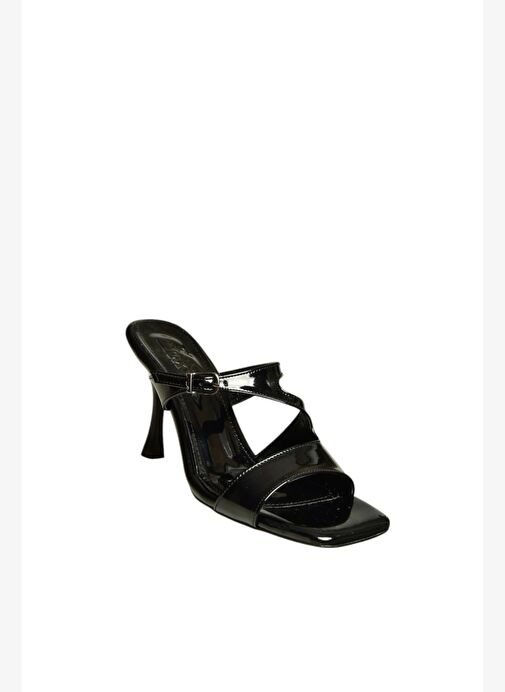 U590034408 Siyah Rugan Topuklu Kadın Terlik - Görsel 6