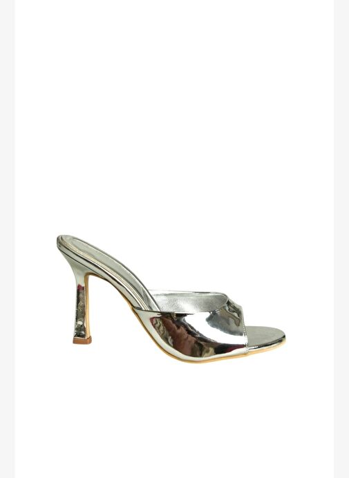 U997062834 Gümüş Ayna İnce Topuklu Kadın Terlik - Görsel 7