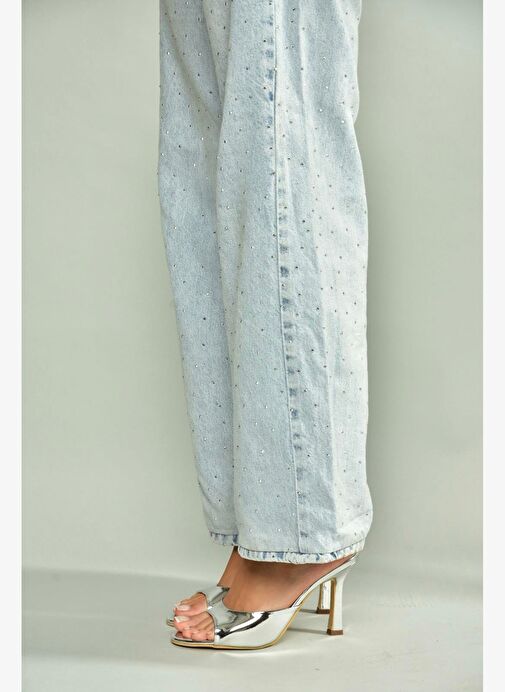 U997062834 Gümüş Ayna İnce Topuklu Kadın Terlik - Görsel 3