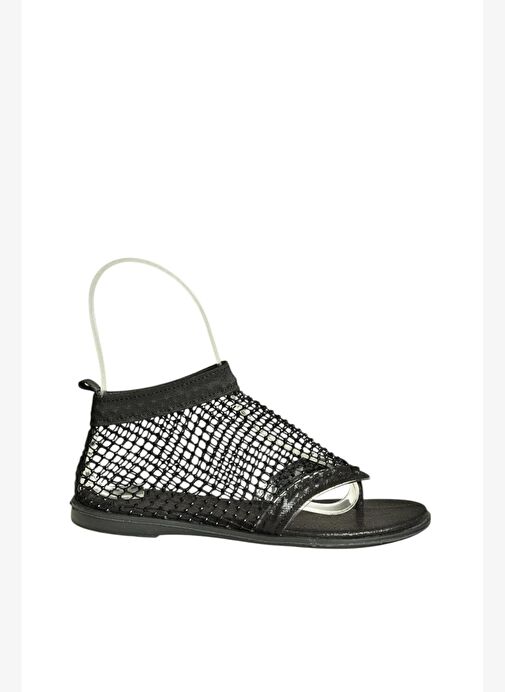 U713261215 Siyah File Parmak Arası Kadın Sandalet - Görsel 7