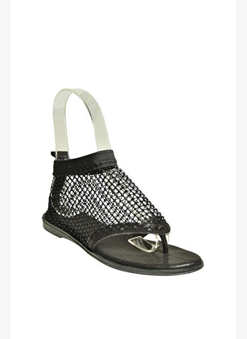 U713261215 Siyah File Parmak Arası Kadın Sandalet - Görsel 6