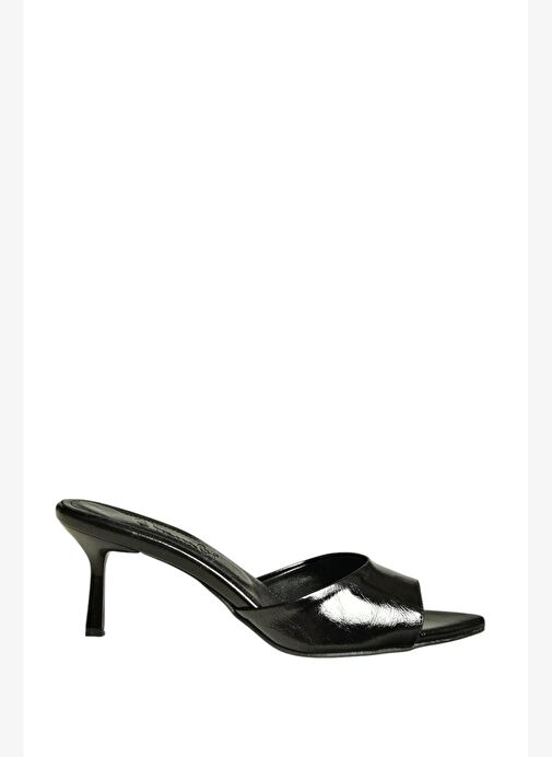 U654081009 Siyah Sivri Burunlu Topuklu Kadın Terlik - Görsel 6