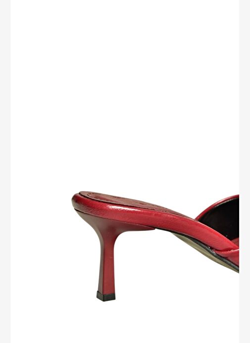 U654081009 Bordo Sivri Burunlu Topuklu Kadın Terlik - Görsel 6