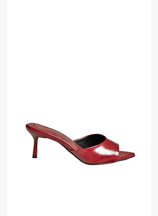 U654081009 Bordo Sivri Burunlu Topuklu Kadın Terlik - Görsel 7