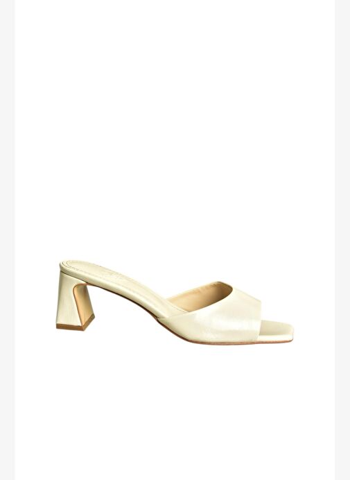 U654081109 Bej Kalın Topuklu Kadın Terlik - Görsel 6