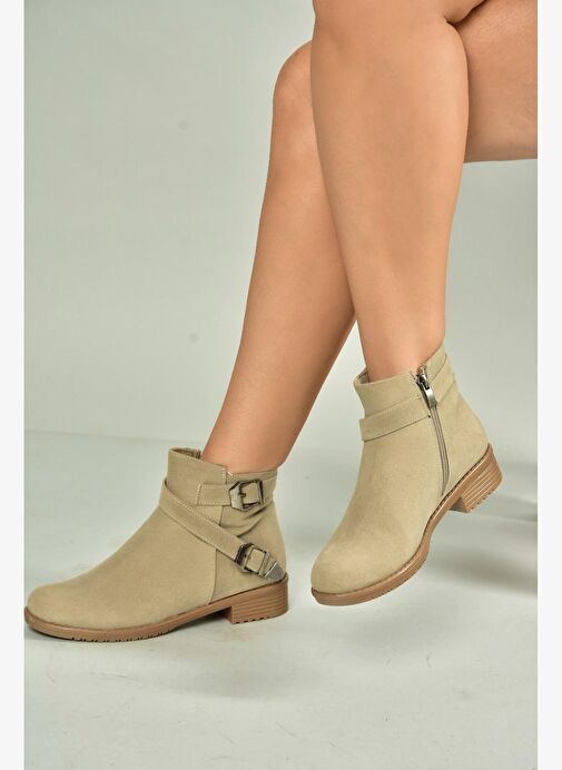 A726193402 Bej Süet Kadın Bot - Görsel 4