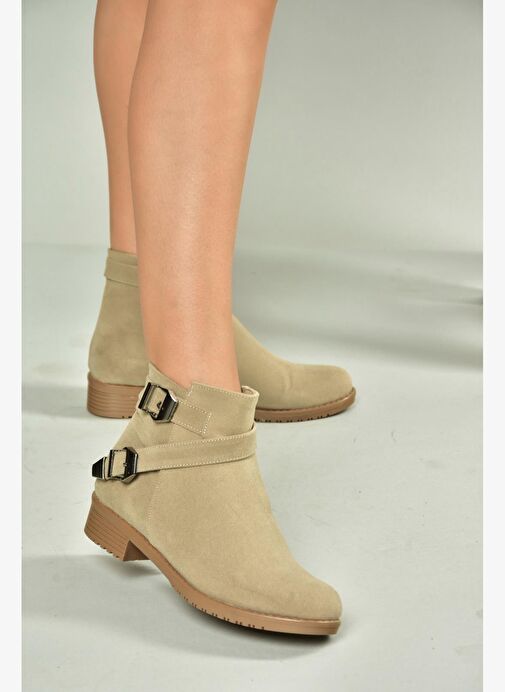 A726193402 Bej Süet Kadın Bot - Görsel 2
