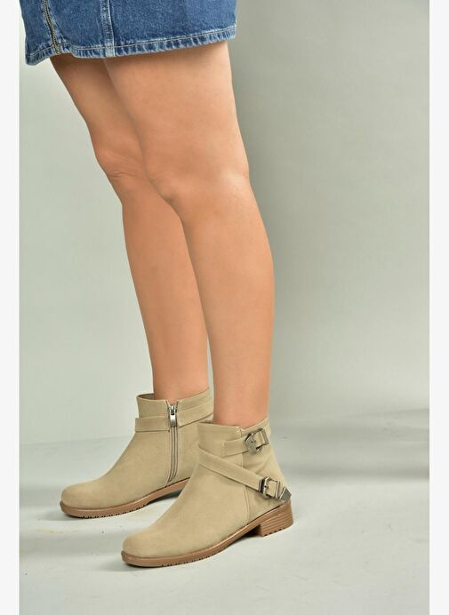 A726193402 Bej Süet Kadın Bot - Görsel 3