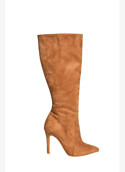 N372530102 Taba Süet İnce Topuklu Kadın Çizme - Görsel 7