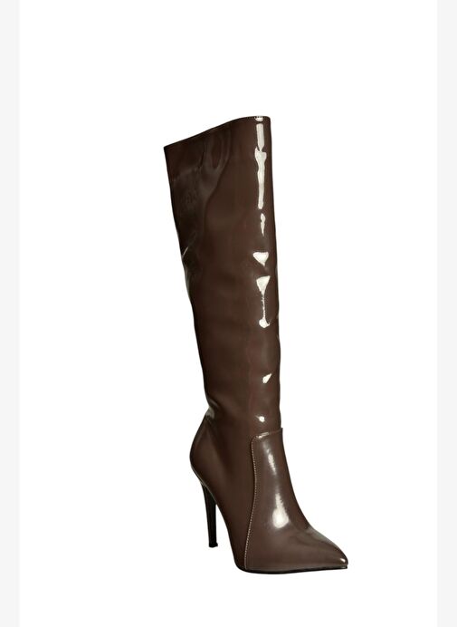 N372530108 Kahverengi Rugan İnce Topuklu Kadın Çizme - Görsel 6