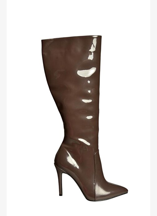 N372530108 Kahverengi Rugan İnce Topuklu Kadın Çizme - Görsel 7