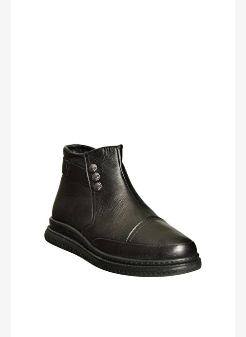 V555070403 Siyah Hakiki Deri Kadın Bot - Görsel 7