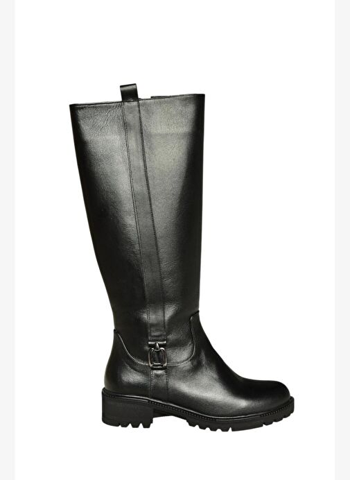V654070503 Siyah Hakiki Deri Kadın Çizme - Görsel 8