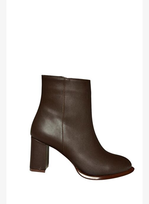 V590166309 Kahverengi Kalın Topuklu Klasik Kadın Bot - Görsel 8