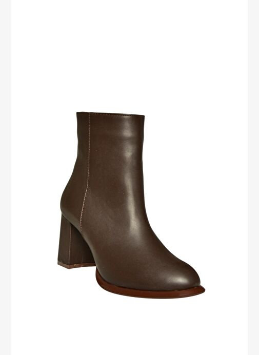 V590166309 Kahverengi Kalın Topuklu Klasik Kadın Bot - Görsel 7