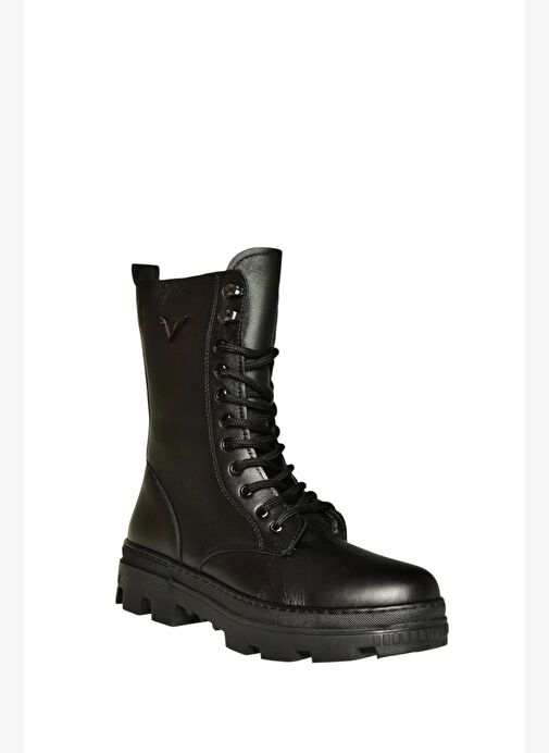 V999049103 Siyah Hakiki Deri Kadın Postal Bot - Görsel 8