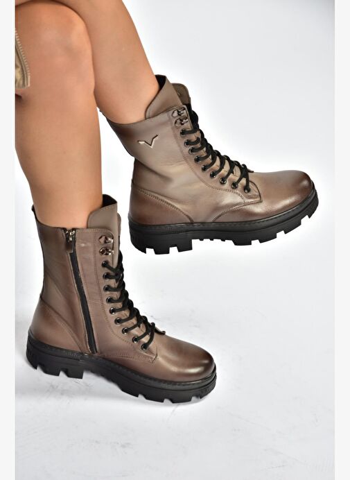 V999049103 Vizon Hakiki Deri Kadın Postal Bot - Görsel 3