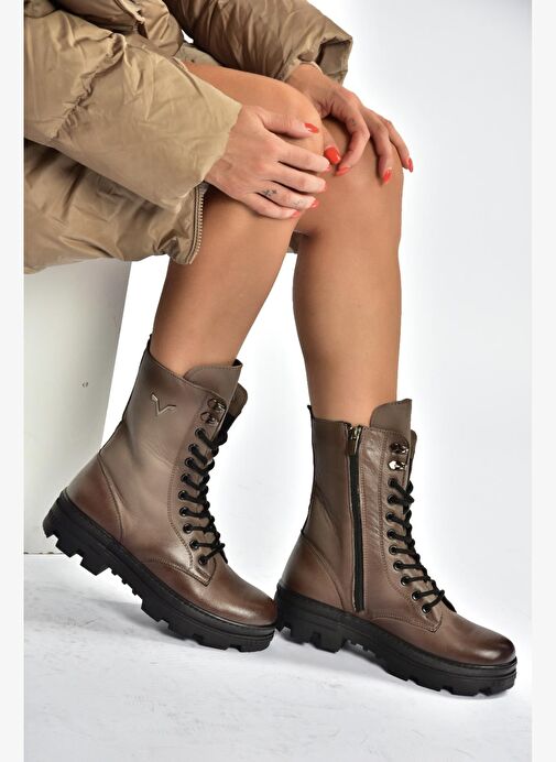 V999049103 Vizon Hakiki Deri Kadın Postal Bot - Görsel 2