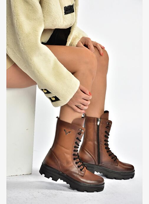 V999049103 Taba Hakiki Deri Kadın Postal Bot - Görsel 5