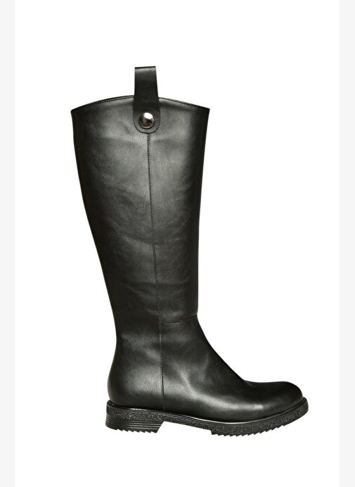 V965012009 Siyah Düz Tabanlı Klasik Kadın Çizme - Görsel 8