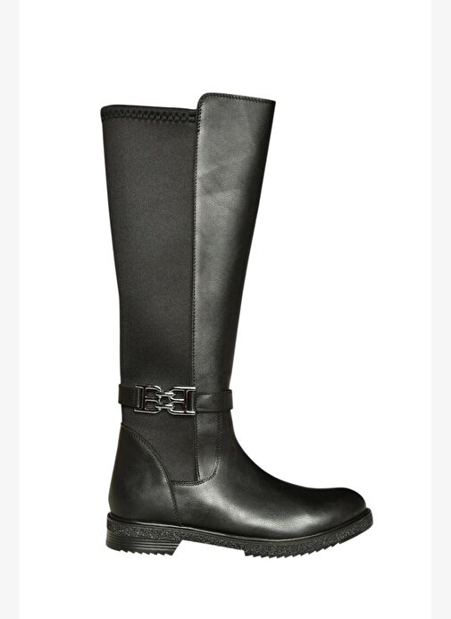 V965010109 Siyah Arkası Dalgıç Kumaş Streç Kadın Çizme - Görsel 8