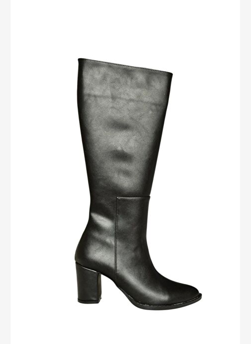 V965012509 Siyah Kalın Topuklu Kadın Çizme - Görsel 8