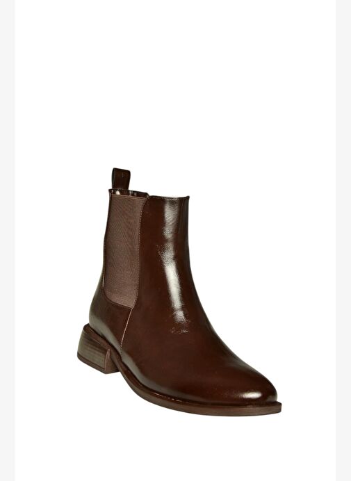 V312367309 Kahverengi Alçak Topuklu Kadın Bot - Görsel 6